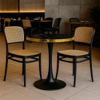 Conjunto Mesa De Jantar Redonda Majestic 70cm Preta Com 2 Cadeiras Roma - Preto - 2