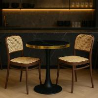 Conjunto Mesa De Jantar Redonda Majestic 70cm Preta Com 2 Cadeiras Roma - Marrom - 2