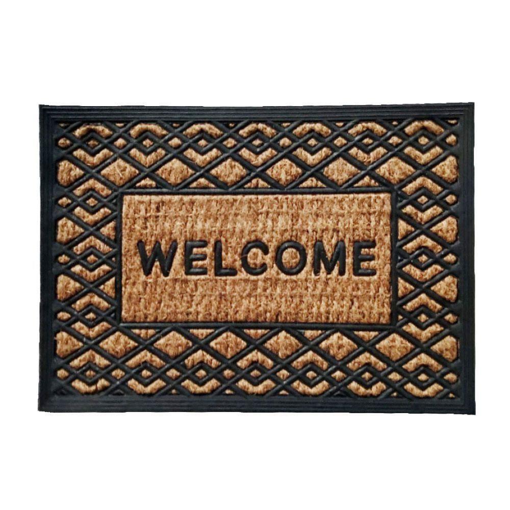 Capacho De Porta Fibra Emborrachado Panamá Zig Zag 60x40cm - Uzoo Capacho Fibra Emborrachado Panama 60x40cm Zig-zag - 1