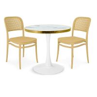 Conjunto Mesa De Jantar Redonda Majestic 70cm Branca Com 2 Cadeiras Roma - Nude - 1