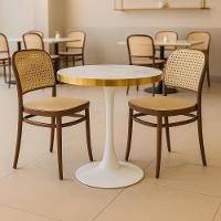 Conjunto Mesa De Jantar Redonda Majestic 70cm Branca Com 2 Cadeiras Roma - Marrom