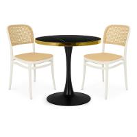 Conjunto Mesa De Jantar Redonda Majestic 70cm Preta Com 2 Cadeiras Roma - Branco - 1