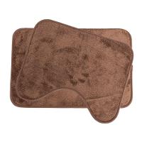 Jogo De Tapetes 2 Pçs Comfort Marrom 58x38 - 50x40cm - Uzoo Jogo 2 Tapetes Microfibra Comfort 58x38-50x40cm Marrom - 1