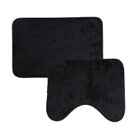 Jogo De Tapetes 2 Pçs Comfort Preto 58x38 - 50x40cm - Uzoo Jogo 2 Tapetes Microfibra Comfort 58x38-50x40cm Preto - 1