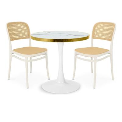 Conjunto Mesa De Jantar Redonda Majestic 70cm Branca Com 2 Cadeiras Roma - Branco