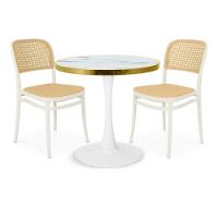 Conjunto Mesa De Jantar Redonda Majestic 70cm Branca Com 2 Cadeiras Roma - Branco - 1