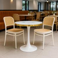 Conjunto Mesa De Jantar Redonda Majestic 70cm Branca Com 2 Cadeiras Roma - Branco - 2