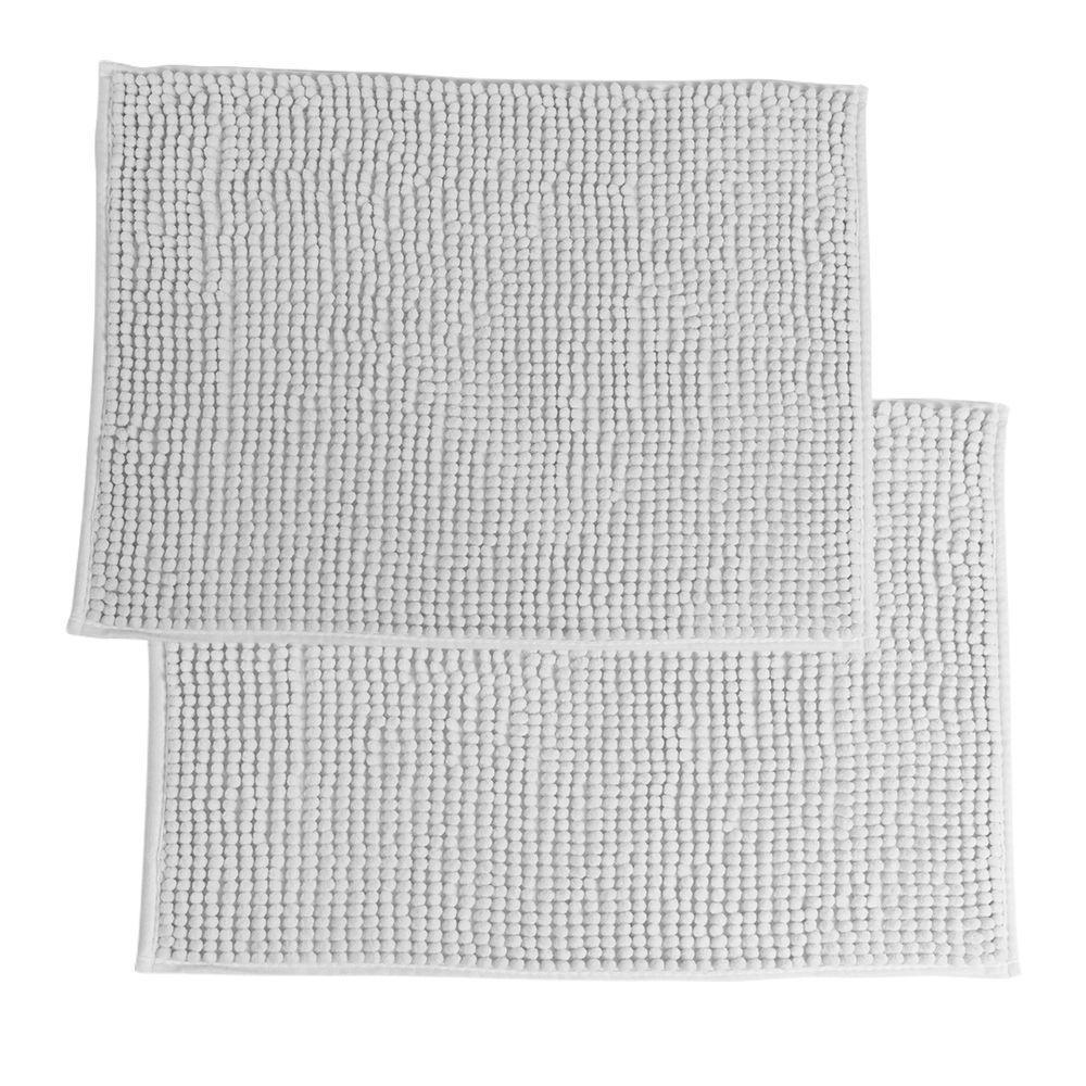 Jogo De Tapetes 2 Pçs Chenille Cinza Claro 60x40 - 50x40cm - Uzoo Jogo 2 Tapetes Chenille 60x40-50x40cm Cinza Claro - 1