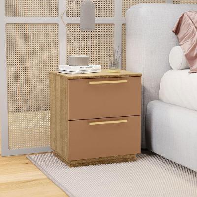 Mesa Cabeceira Quarto 50cm Com 2 Gavetas Magna Nature-camarim V01 - D'rossi