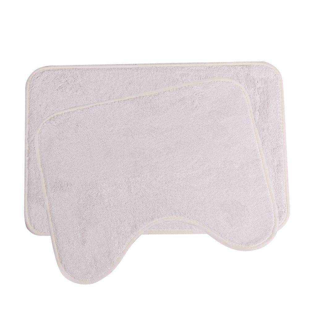 Jogo De Tapetes 2 Pçs Comfort Marfim 58x38 - 50x40cm - Uzoo Jogo 2 Tapetes Microfibra Comfort 58x38-50x40cm Marfim - 1