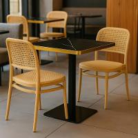 Conjunto Mesa De Jantar Redonda Venezia 70x70cm Preta Com 2 Cadeiras Roma - Nude - 2