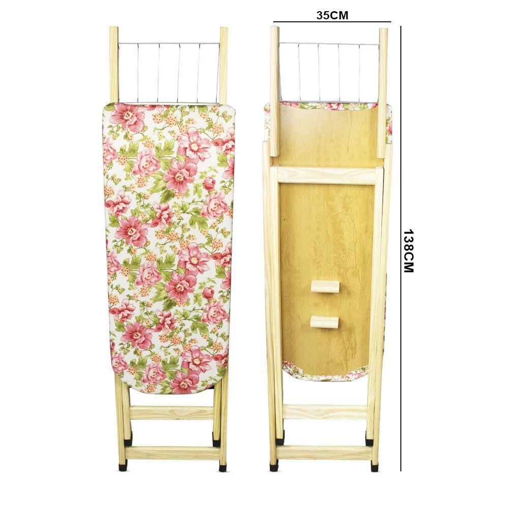 Tábua De Passar Roupa Dobrável De Madeira Layla 2 Níveis Estampada G02 - D'rossi Rosa - 3