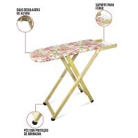Tábua De Passar Roupa Dobrável De Madeira Layla 2 Níveis Estampada G02 - D'rossi Rosa