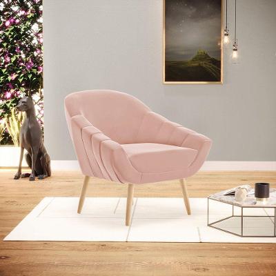 Poltrona Giovana Veludo Rosê Pés Palito Natural D03 - D'rossi