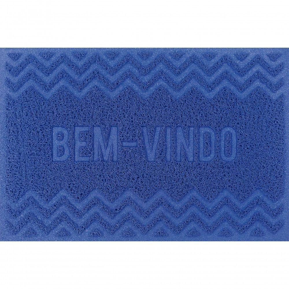 Capacho De Poa Vinílico Zig Zag Azul Reflex Blue C 60x40cm - Uzoo Capacho Vinilico Zigzag 60x40cm Azul Reflex Blue C - 1