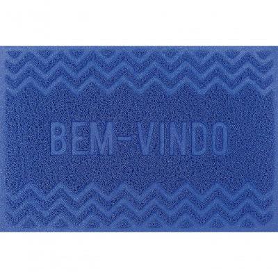Capacho De Poa Vinílico Zig Zag Azul Reflex Blue C 60x40cm - Uzoo Capacho Vinilico Zigzag 60x40cm Azul Reflex Blue C