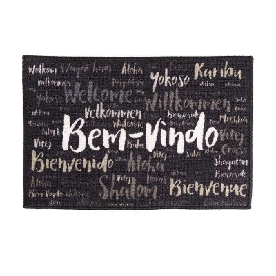 Tapete De Entrada Bem-vindo Preto E Cinza 60x40cm - Uzoo Tapete Entrada 60x40cm Bem-vindo Preto E Cinza