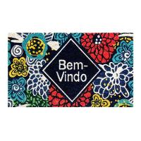 Capacho De Poa Fibra De Coco Botânico 75x45cm - Uzoo Capacho Fibra De Coco Rt 75x45cm Floral Verde - 1