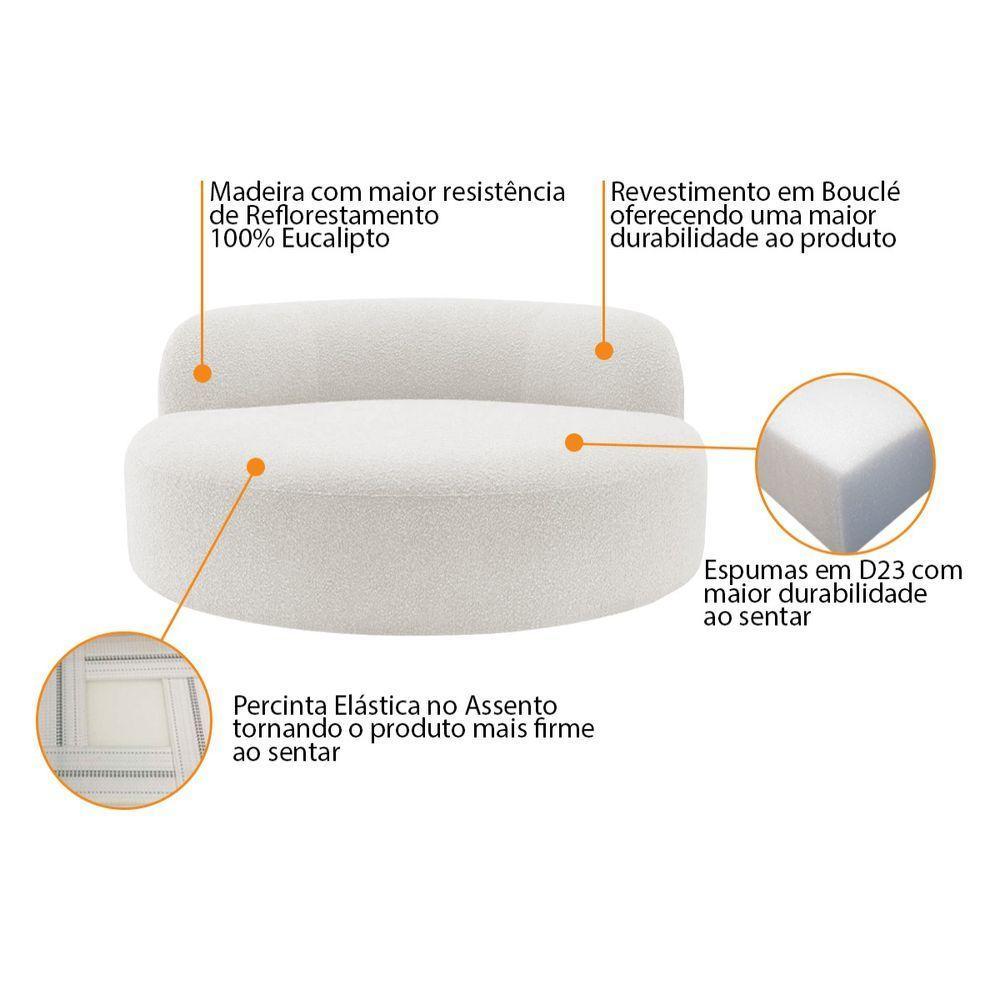 Poltrona Orgânica Chaise Rússia Bouclé - Doce Sonho Móveis Branco - 4