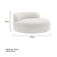 Poltrona Orgânica Chaise Rússia Bouclé - Doce Sonho Móveis Branco - 3