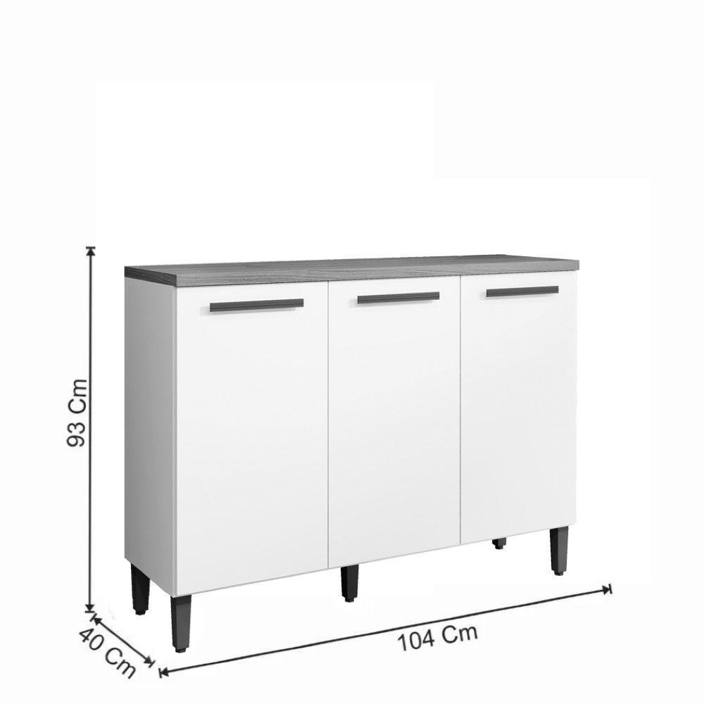 Balcão Vega Arte Móveis 03 Portas Branco - 3