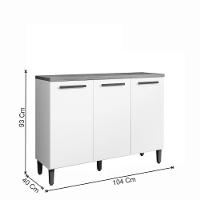 Balcão Vega Arte Móveis 03 Portas Branco - 3