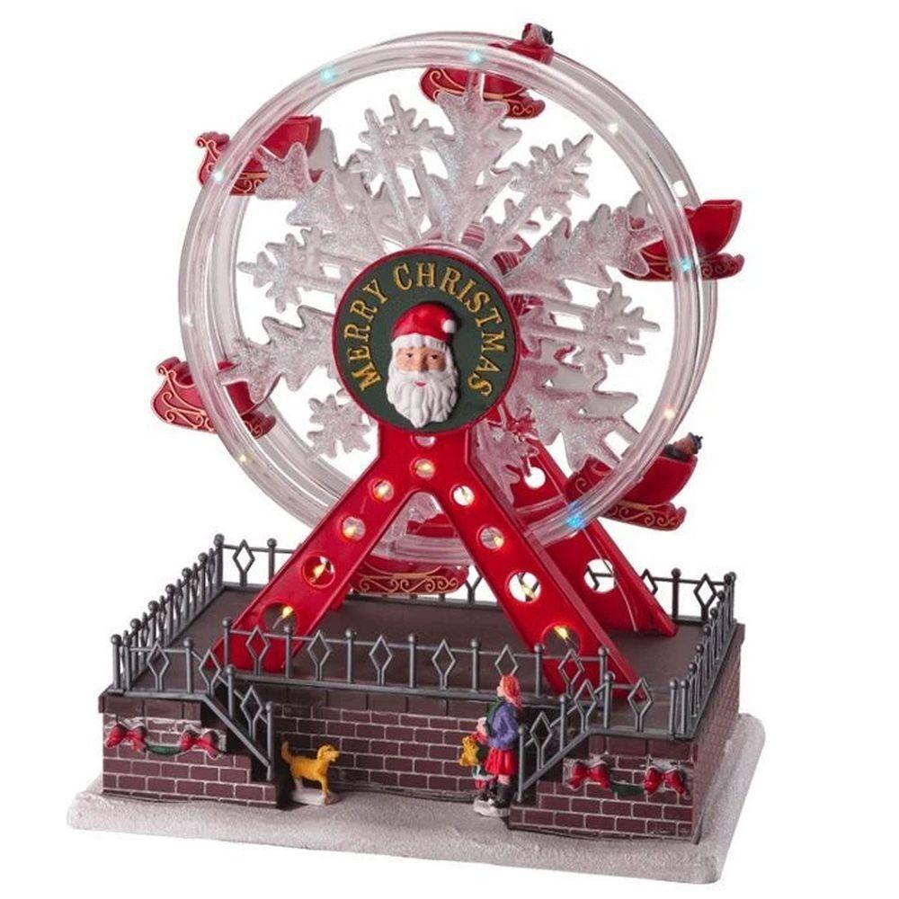 Roda Gigante Natalina Natal Papai Noel Led Som Movimento Cenario Natalino Enfeite Festa Fim De Ano Decoraçao - 1
