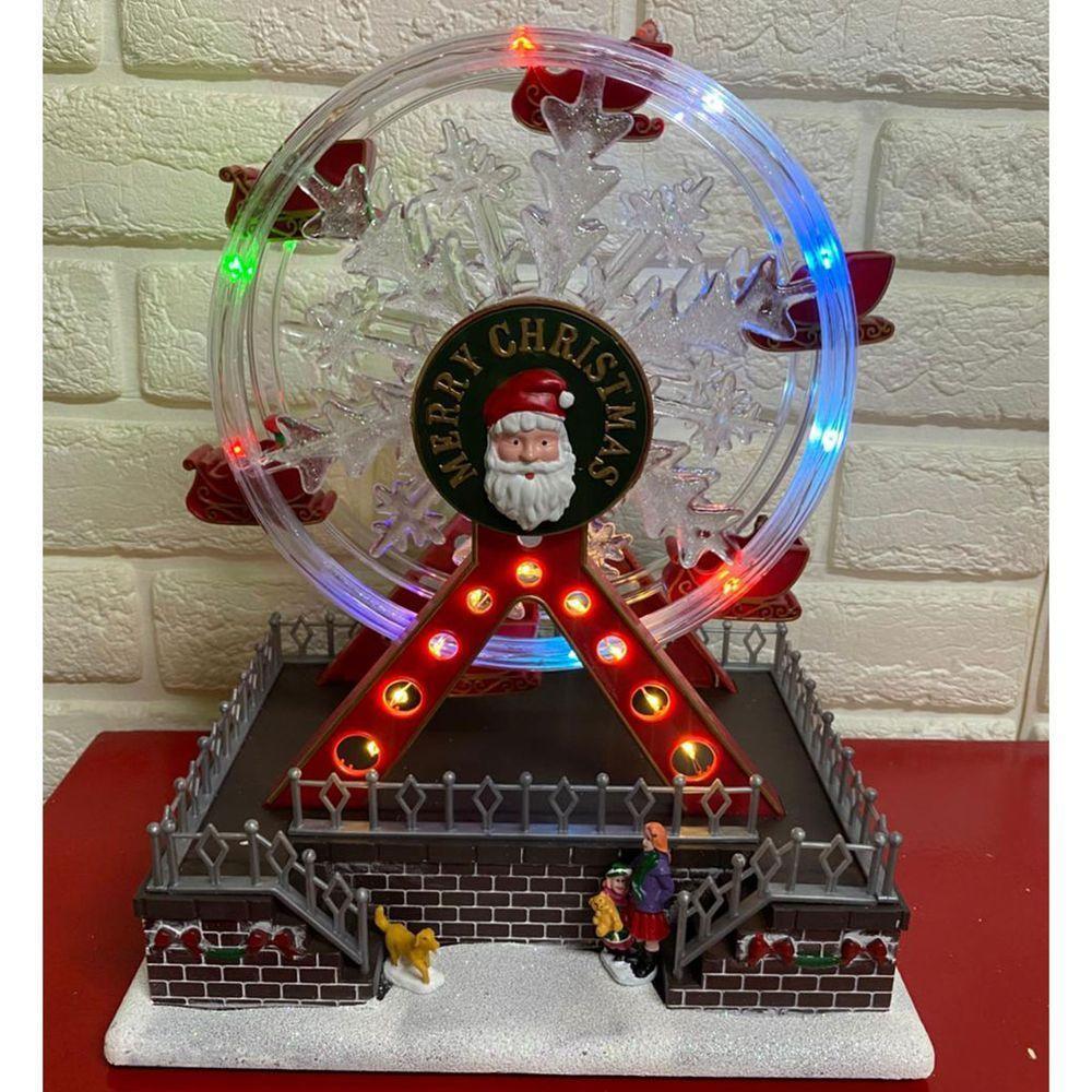 Roda Gigante Natalina Natal Papai Noel Led Som Movimento Cenario Natalino Enfeite Festa Fim De Ano Decoraçao - 2