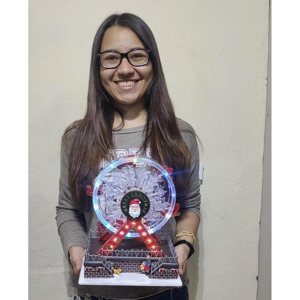 Roda Gigante Natalina Natal Papai Noel Led Som Movimento Cenario Natalino Enfeite Festa Fim De Ano Decoraçao - 6