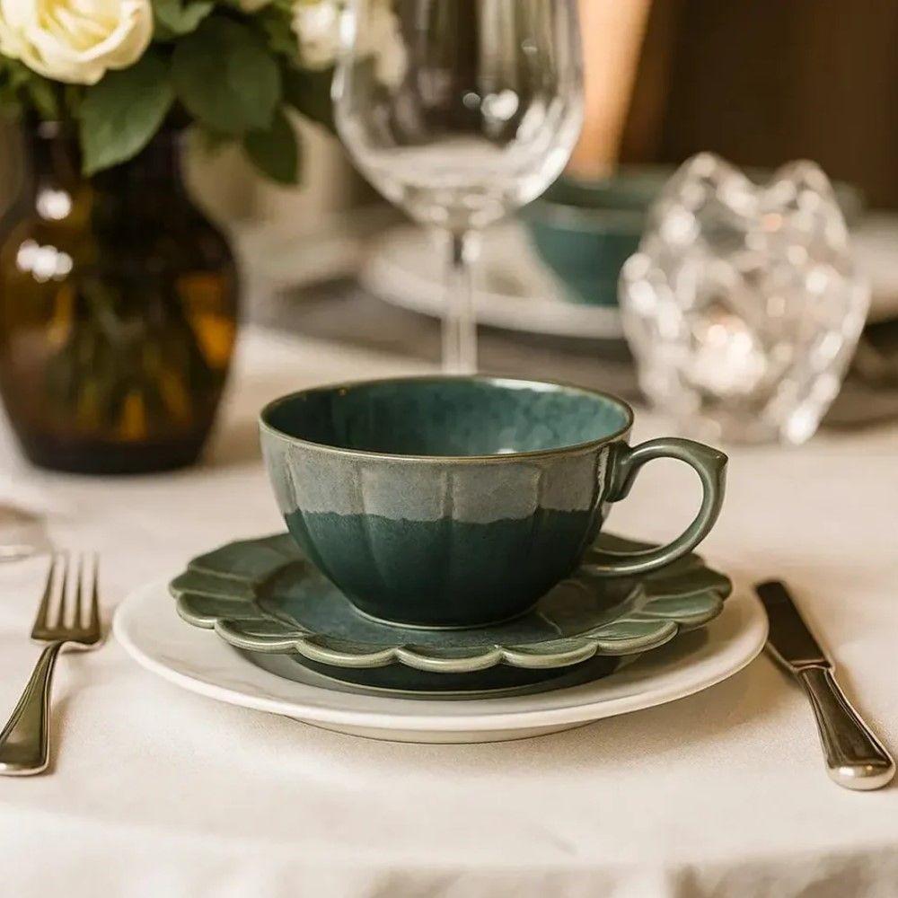 Conjunto De Xícara De Chá Com Pires 06 Peças Flora Hortência Oxford - 2