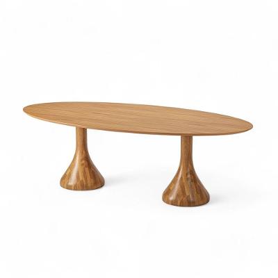 Mesa De Jantar Oval De Madeira Dubai 210cm X 110cm Champagne