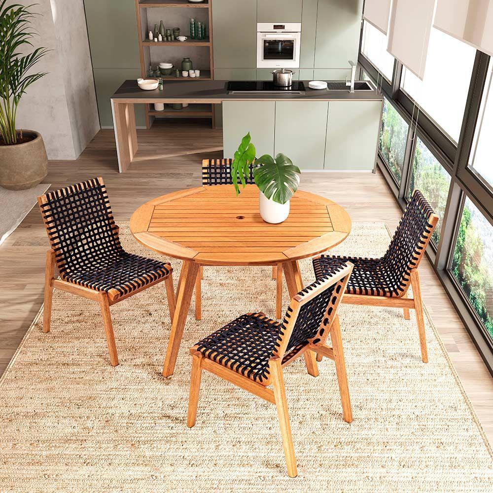 Mesa De Jantar Redonda Tambaú 120cm Stain Castanho - 3