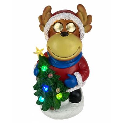 Boneco Rena Natal Arvore Natalina Mexe Olhos Led Som Musica Decoraçao Mesa Estante Festa Evento Recepçao Loja