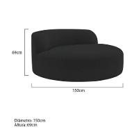 Poltrona Orgânica Chaise Rússia Bouclé - Doce Sonho Móveis Preto - 3