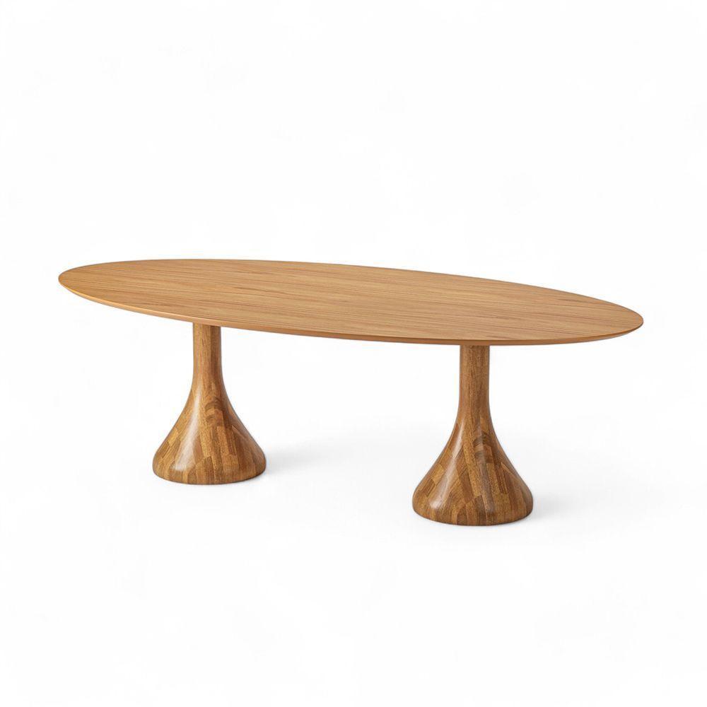 Mesa De Jantar Oval De Madeira Dubai 140cm X 90cm Champagne - 1