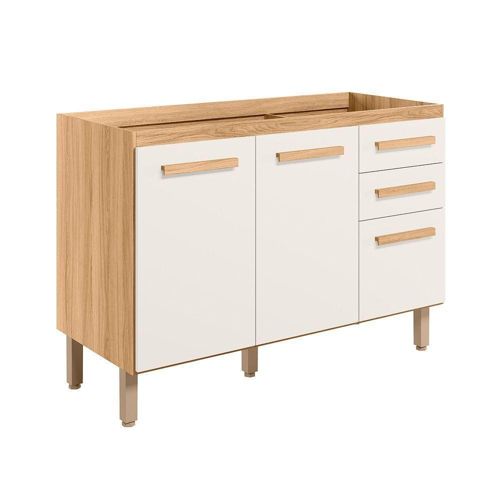 Balcão 2 Portas (sem Tampo) 120cm Intenza - Ssx Multicoisas Freijo-off White Cristal - 1