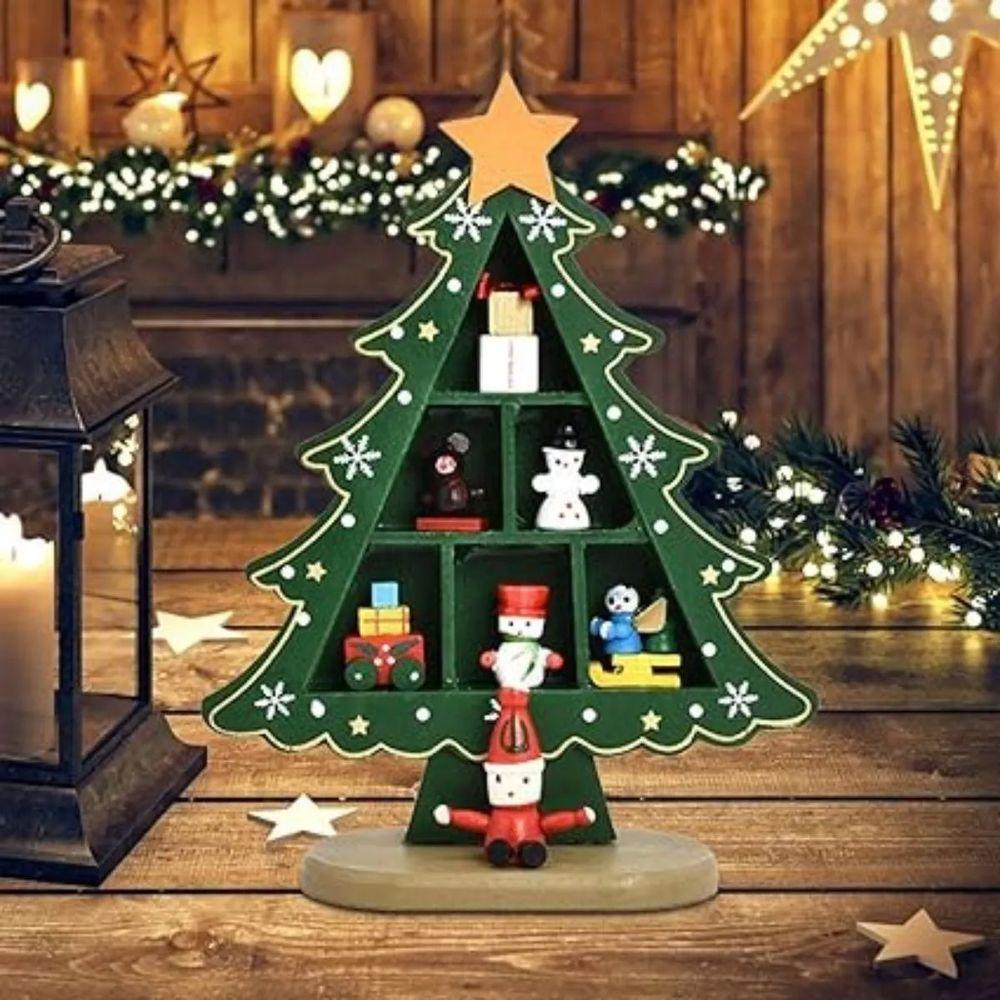 Avore Natal Madeira Natalina Boneco Neve Papai Noel Enfeite Mesa Sala Estar Estante Ornamento Pinheiro Presentes - 4