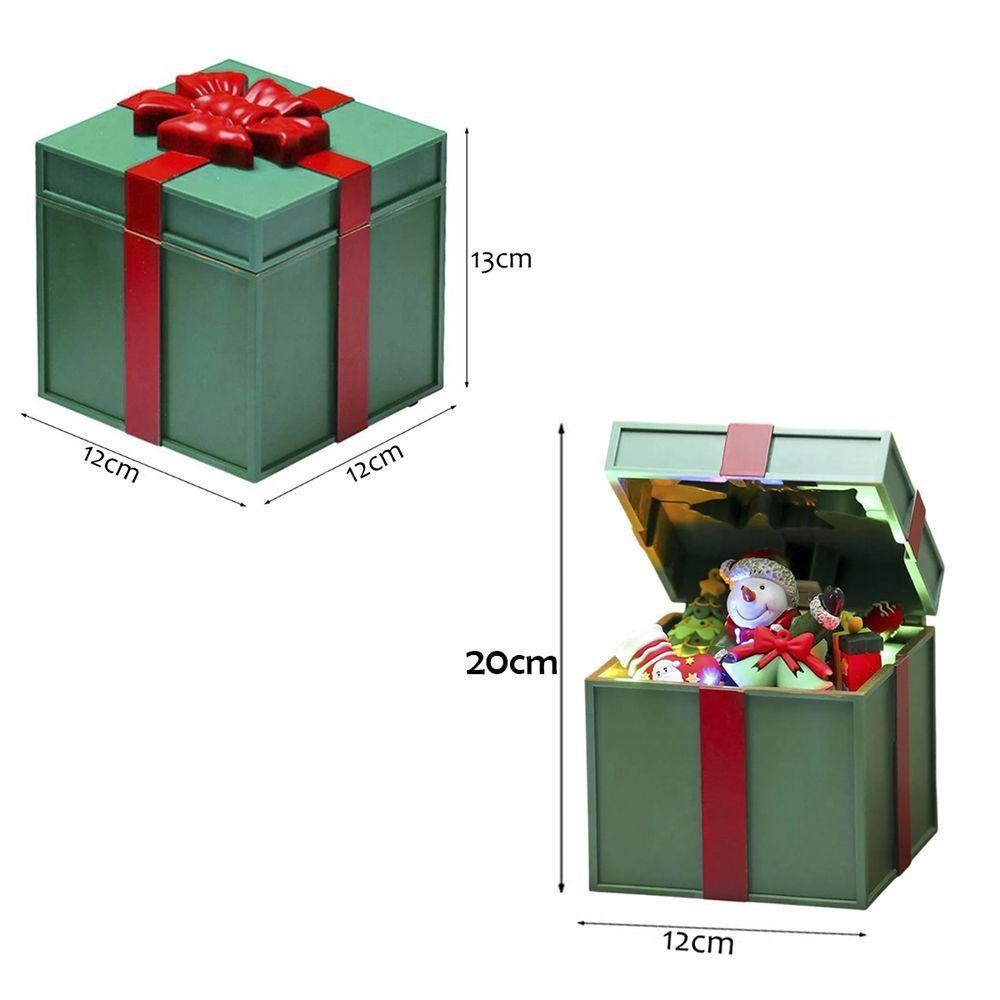 Caixa De Presente Natal Boneco De Neve Abre E Fecha Natalino Led Musical Decoraçao Festa Fim De Ano Comemoraçao - 2