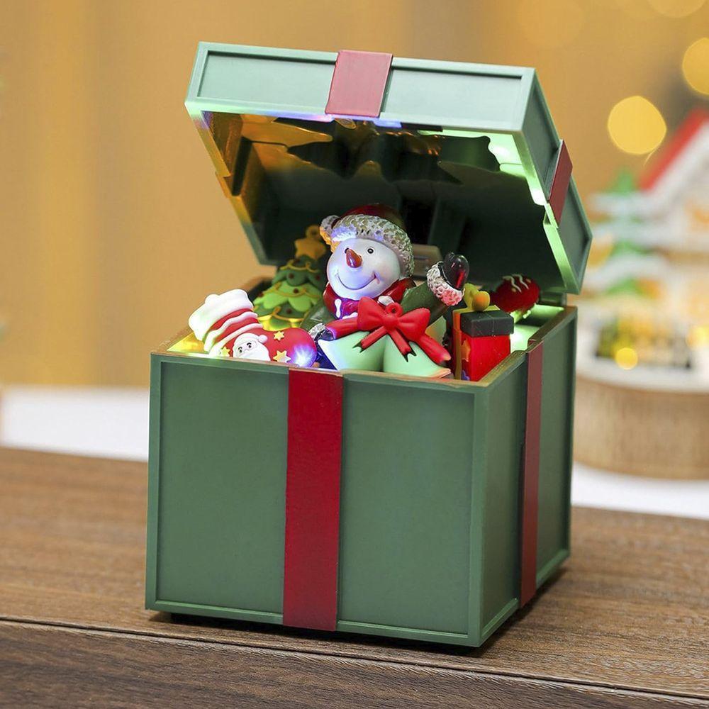 Caixa De Presente Natal Boneco De Neve Abre E Fecha Natalino Led Musical Decoraçao Festa Fim De Ano Comemoraçao - 4