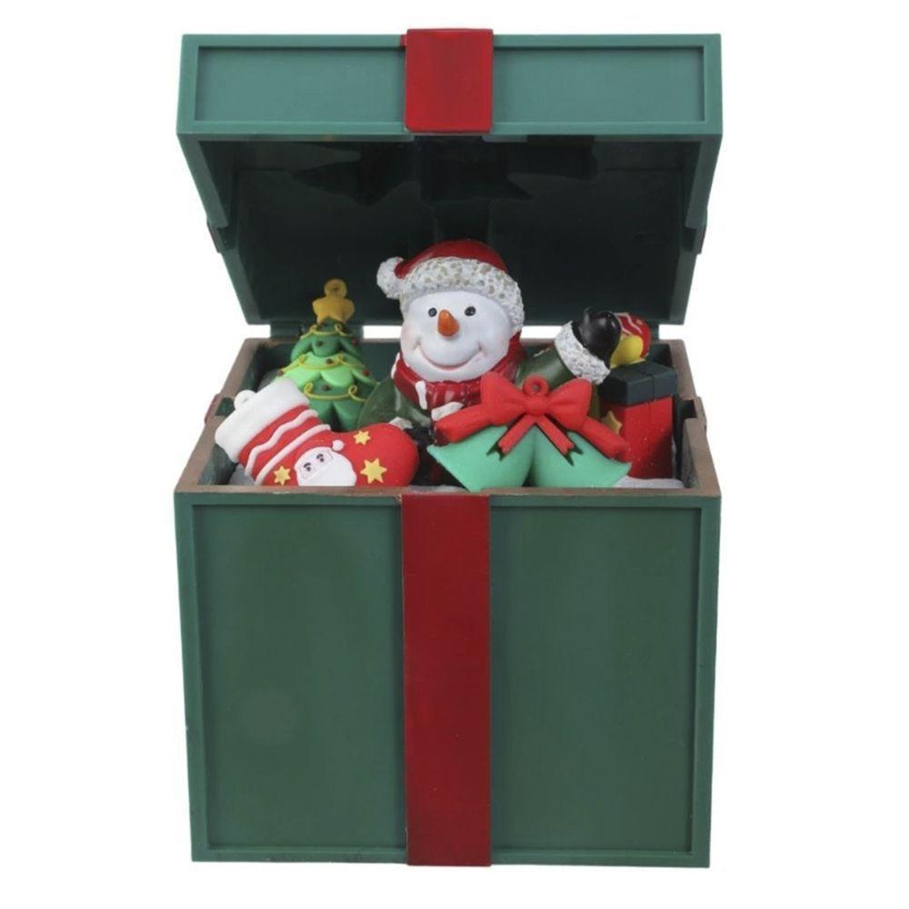 Caixa De Presente Natal Boneco De Neve Abre E Fecha Natalino Led Musical Decoraçao Festa Fim De Ano Comemoraçao - 5