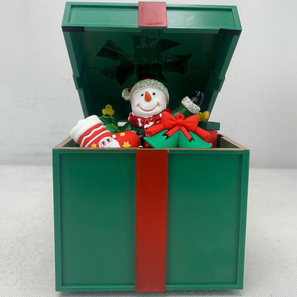 Caixa De Presente Natal Boneco De Neve Abre E Fecha Natalino Led Musical Decoraçao Festa Fim De Ano Comemoraçao - 7