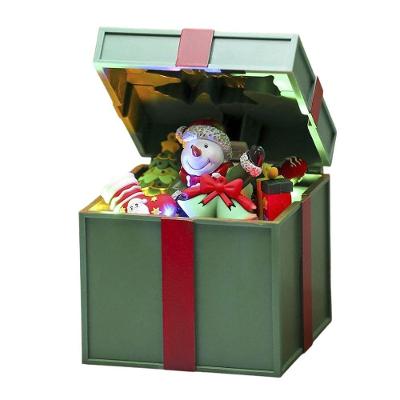 Caixa De Presente Natal Boneco De Neve Abre E Fecha Natalino Led Musical Decoraçao Festa Fim De Ano Comemoraçao