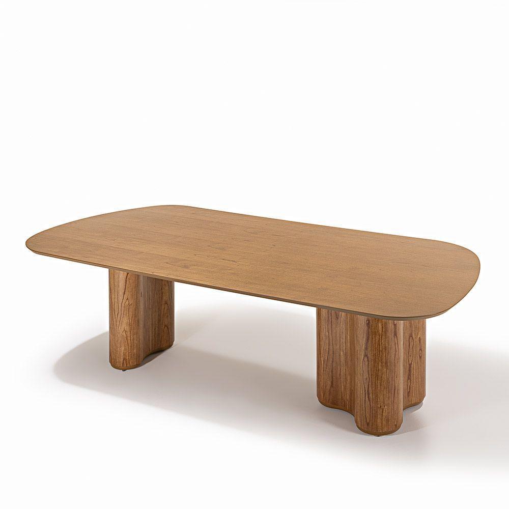 Mesa De Jantar Retangular Golf De Madeira 180cm, 200cm, 220cm, 240cm E 260cm 180cm X 100cm Avelã - 1