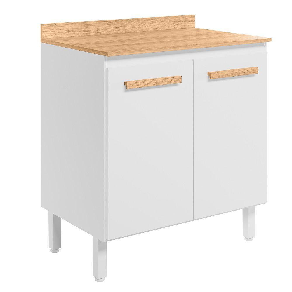 Balcão 2 Portas (com Tampo) 80cm Intenza - Ssx Multicoisas Branco-freijó - 1