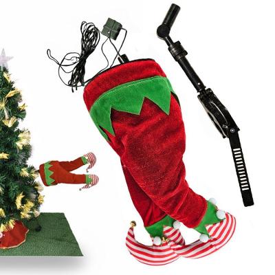 Pernas Duende Natal Arvore Natalina Elfo Movimento Flexivel Chuta Decoraçao Animada Janela Porta Loja Vitrine Cenario