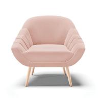 Kit 02 Poltronas Giovana Veludo Rosê Pés Palito Natural D03 - D'rossi - 6