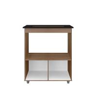 Balcão Para Cooktop 2 Portas Armário De Cozinha Elisa - Ssx Multicoisas Savana-preto Tampo 5 Bocas - 3