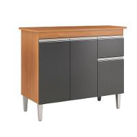 Balcão Gabinete De Pia Sem Tampo Tatiane 100cm 3 Portas 1 Gaveta - Ssx Multicoisas Amendoa E Preto - 2