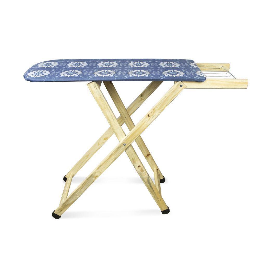 Tábua De Passar Roupa Dobrável De Madeira Layla 2 Níveis Estampada G02 - D'rossi Azul - 6