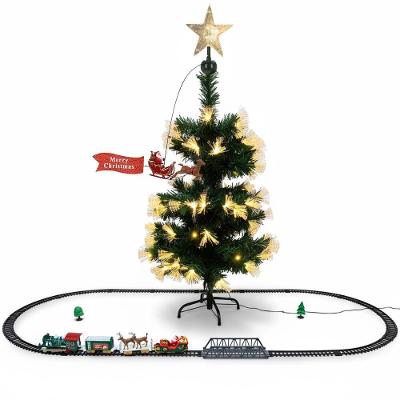 Trenzinho Giratorio Arvore Natal Eletrico Natalino Led Som Luzes Cenario Vila Decoraçao Loja Vitrine Shopping Enfeite